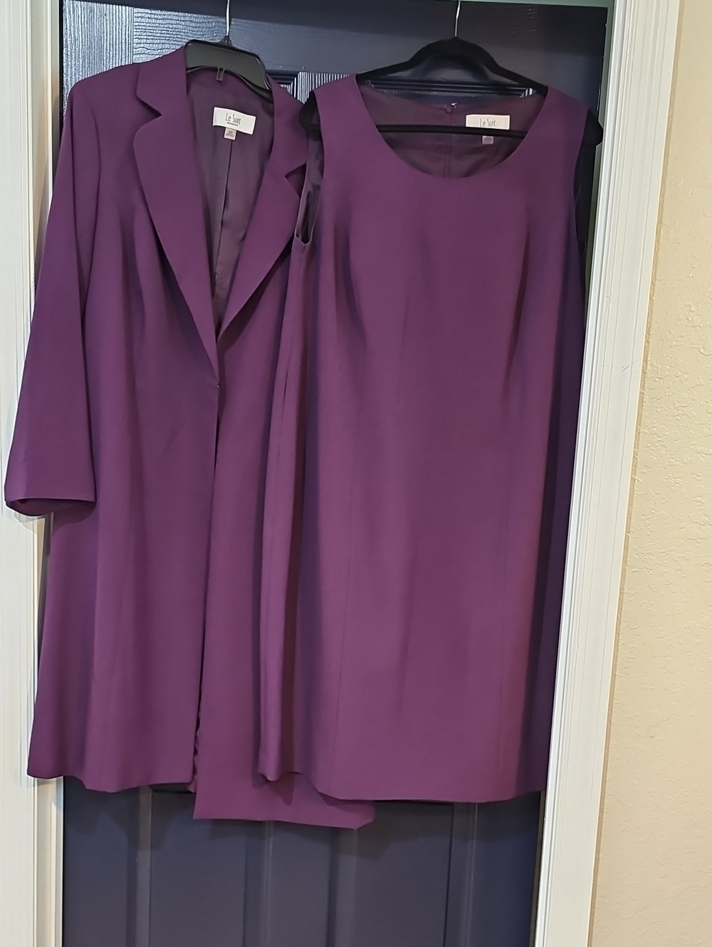 Le Suit Purple Sleeveless Dress with Matching Blazer